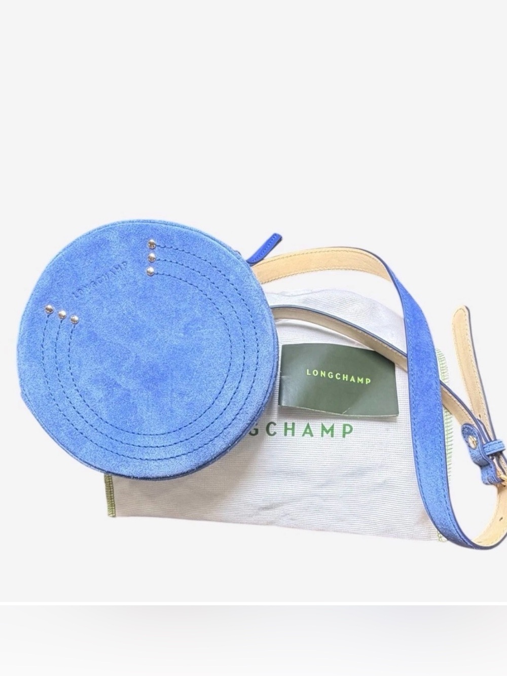Longchamp Cavalcade Round Suede Belt Bag in Blue NWT - Picture 9 of 10